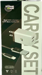 6FT lightning data cable with Double USB port Home adapter combo