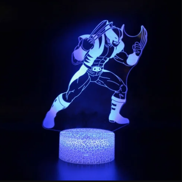 Wolverine lamp, 3D lamp, LED night light, Color-changing lamp, Superhero decor, X-Men toy