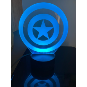 Captain America shield lamp, Shield lamp, 3D lamp, LED night light, Color-changing lamp, Marvel decor