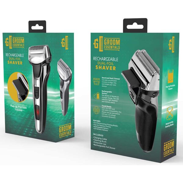 GROOM ESSENTIALS Rechargeable Dual Blade Foil Shaver ITEM # FS-GEM100 - Image 2