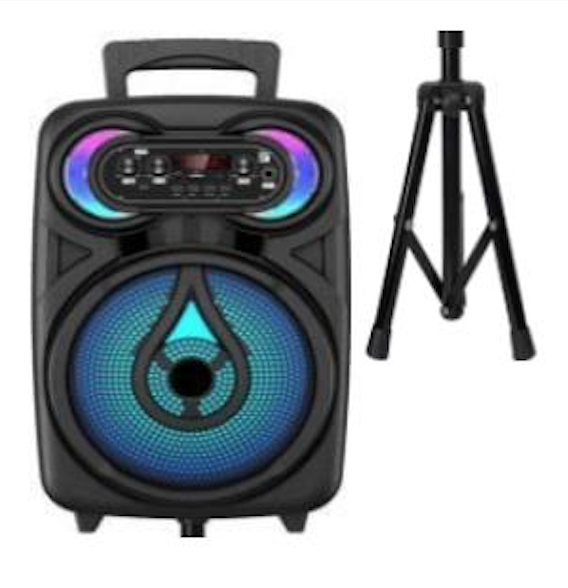 Stand Tall, Shine Bright: 8'' Rechargeable Bluetooth Speaker with Mic and Stand - ITEM # TT-SKY8
