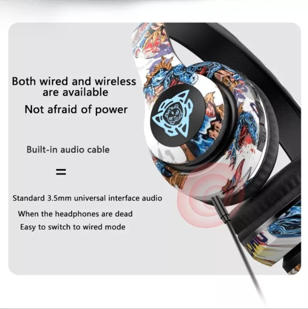 Pure Bass Wireless Bluetooth P35 Headphones: Hip Graffiti Style in Abstract Design! ITEM # MG-P35GHP - Image 2