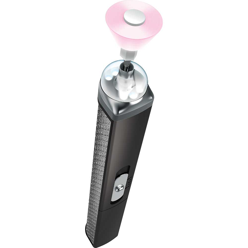 PERRY ELLIS ECHARGEABLE SALON STYLE MANICURE SET WITH LED LIGHT, Black/Silver - ITEM # FS -PL300BKSL