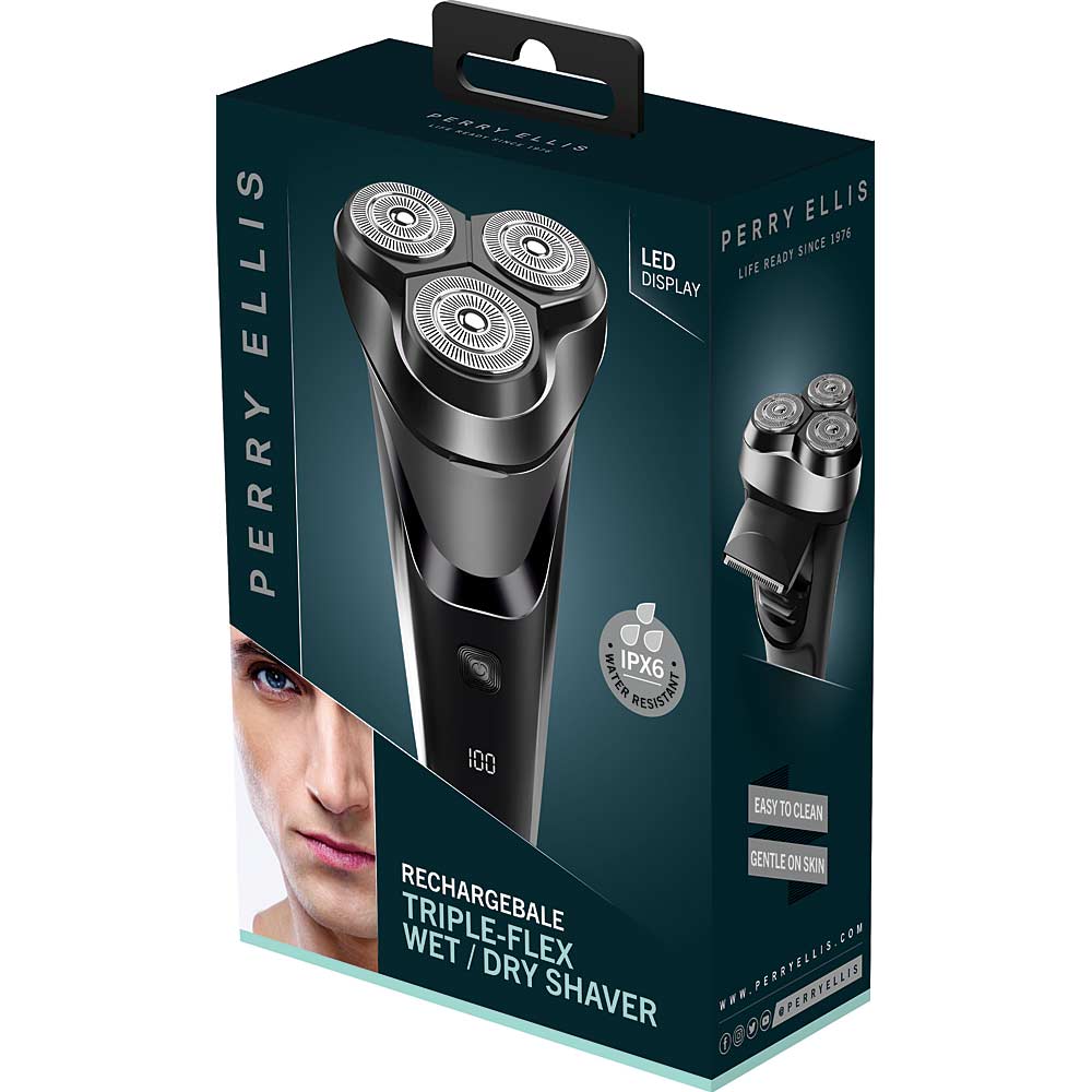Perry Ellis Rechargeable Triple-Flex Wet/Dry Shaver - ITEM # FS-PM224 - Image 2