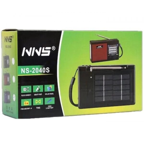 Multifunctional Bluetooth Speaker with AM/FM Radio, Solar Charging, and Built-in Flashlight NS2040 for Universal Cell Phone And Bluetooth Device (Red) ITEM # KK- NS2040RD - Image 4