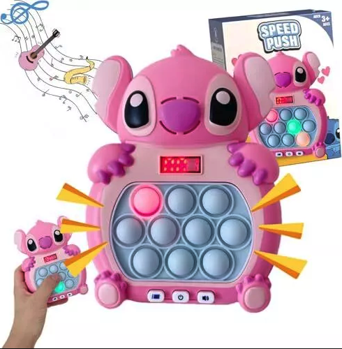 Angel - Stitch Fast Push Game, Cute Anime Pop Fidget Light Up Bubble Handheld Game Toys Electronic Quick Push Game Fidget Sensory Toys Great Birthday Gift for Boys Girl PINK ITEM # MG - FASTPUSHANGEL