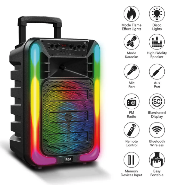 RCA Disco 15 Flame Effect Bluetooth Party Speaker with LED Lights and 15" Woofers ITEM # TT- DISCO15 - Image 3