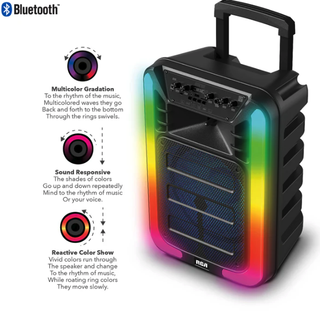 RCA Disco 15 Flame Effect Bluetooth Party Speaker with LED Lights and 15" Woofers ITEM # TT- DISCO15 - Image 2