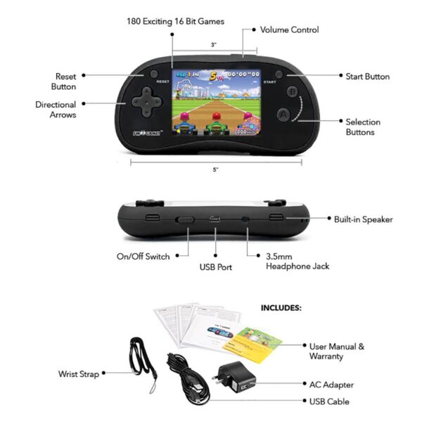 I'm Game Handheld Game with 220-Exciting Games - Black  ITEM # ZR-GP-180K - Image 4