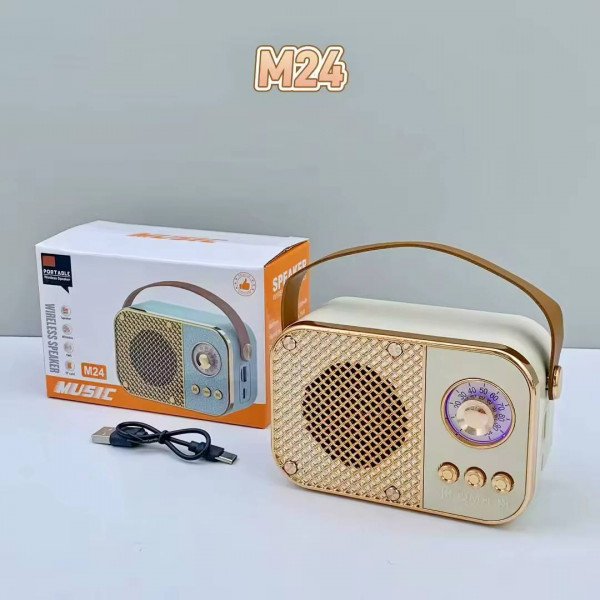 Portable Retro Bluetooth Speaker with LED Light, FM Radio ITEM # KK- M24-Radio-Speaker