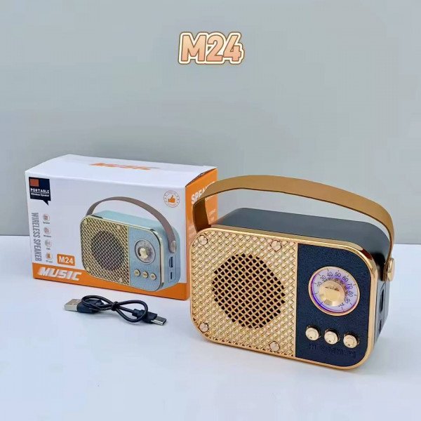 Portable Retro Bluetooth Speaker with LED Light, FM Radio ITEM # KK- M24-Radio-Speaker - Image 2