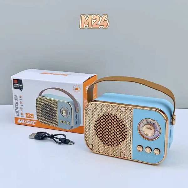 Portable Retro Bluetooth Speaker with LED Light, FM Radio ITEM # KK- M24-Radio-Speaker - Image 3