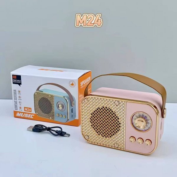 Portable Retro Bluetooth Speaker with LED Light, FM Radio ITEM # KK- M24-Radio-Speaker - Image 4