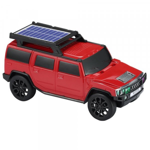 SUV-Inspired Bluetooth Speaker with Solar Charging, LED, FM Radio & Moving Wheels ITEM # KK- WS696-J