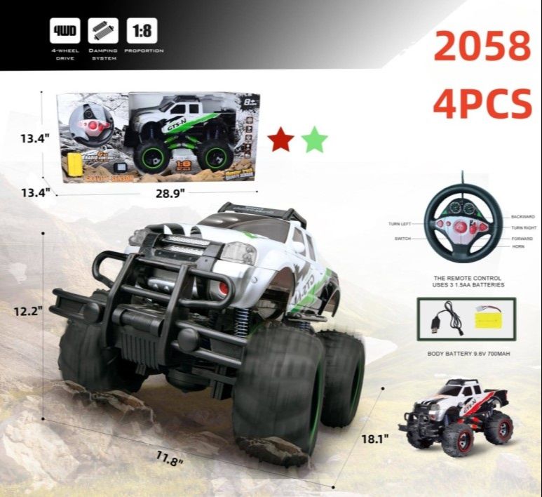 Remote Control Monster Truck – 1:8 Scale (Huge) SHOW STOPPER ITEM # HH- 2058