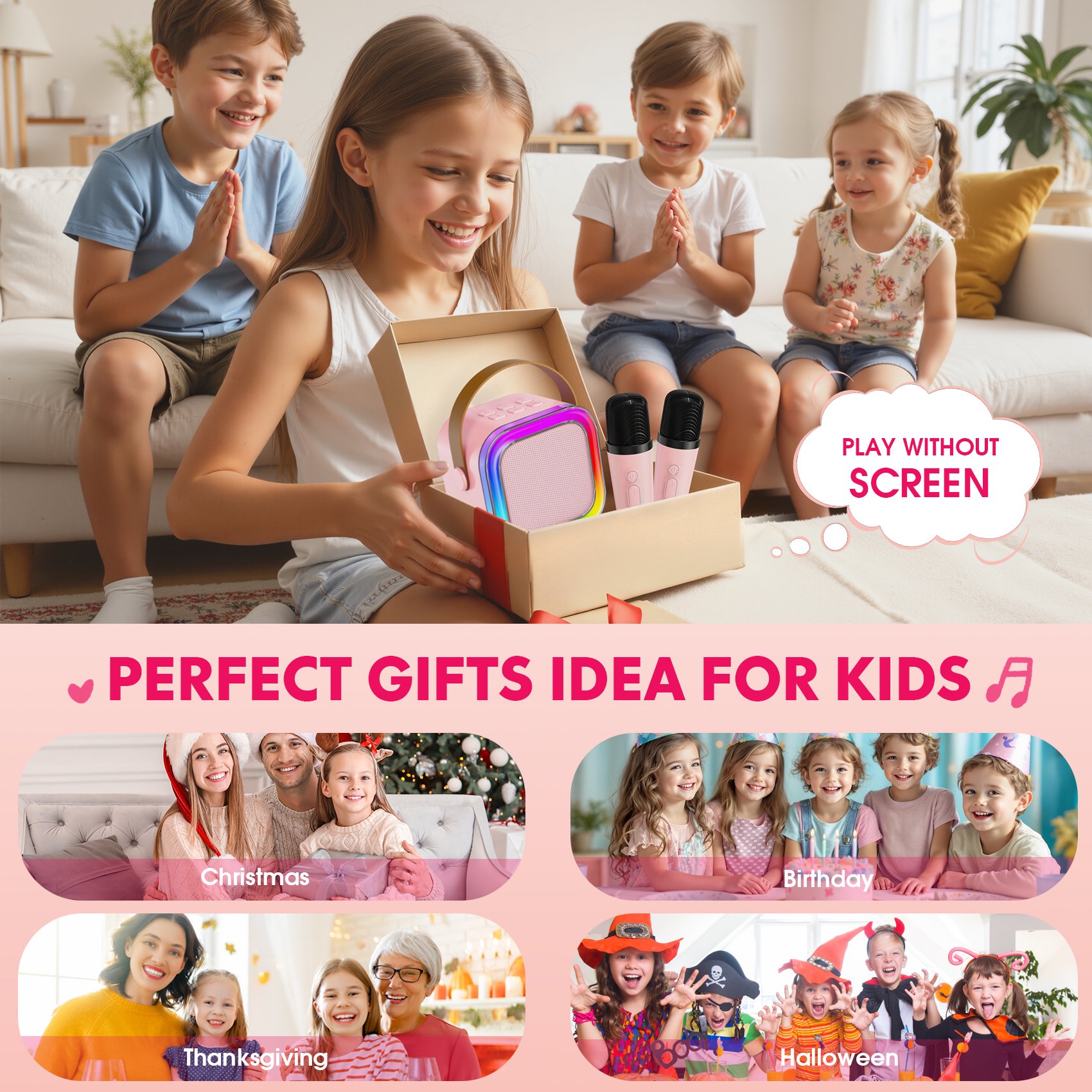RGB LED Cube Karaoke Speaker with Wireless Mic ITEM # MG- K12 - Image 4